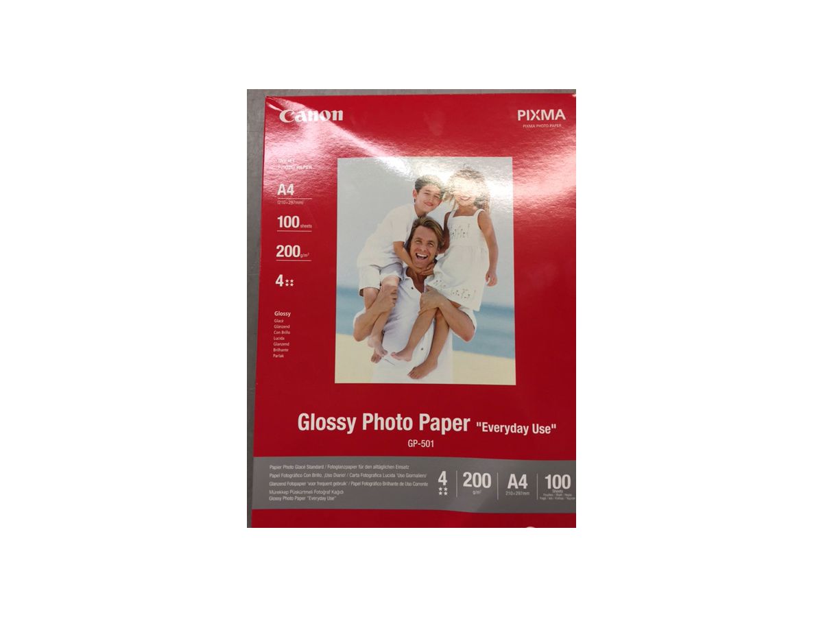 CANON Glossy Photo Paper 200g A4 GP501A4 InkJet, Everyday 100 Blatt (4960999293929)