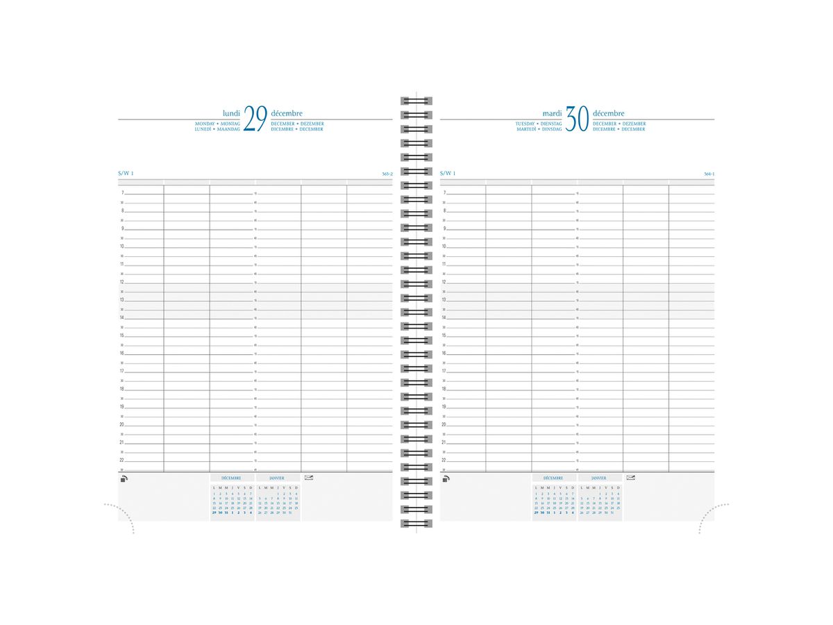 EXACOMPTA Agenda Time 29W 2026 296122E 1G/1P bleu Wire-O A4 (3660942046381)