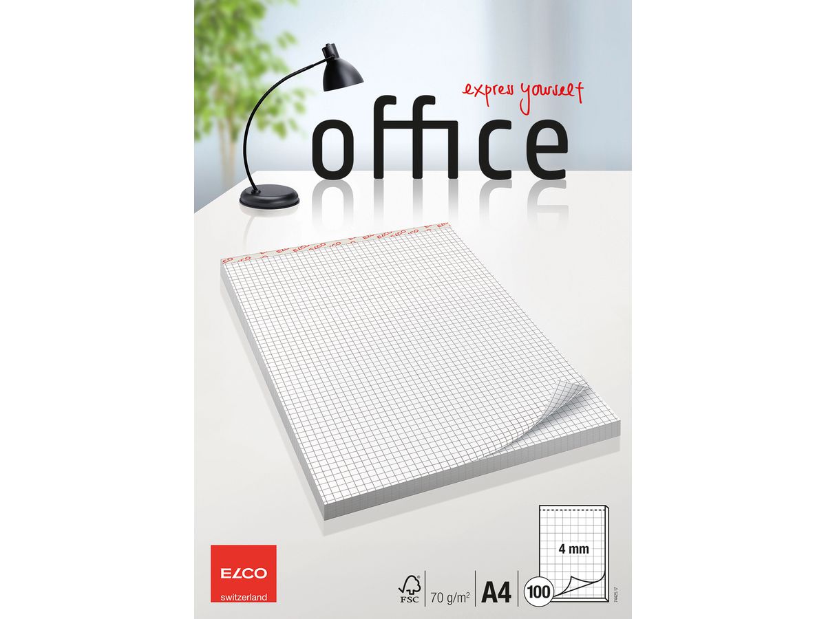 ELCO Notizblock kariert 4mm A4 74425.17 weiss, 70gm2 100 Blatt (7610425352801)
