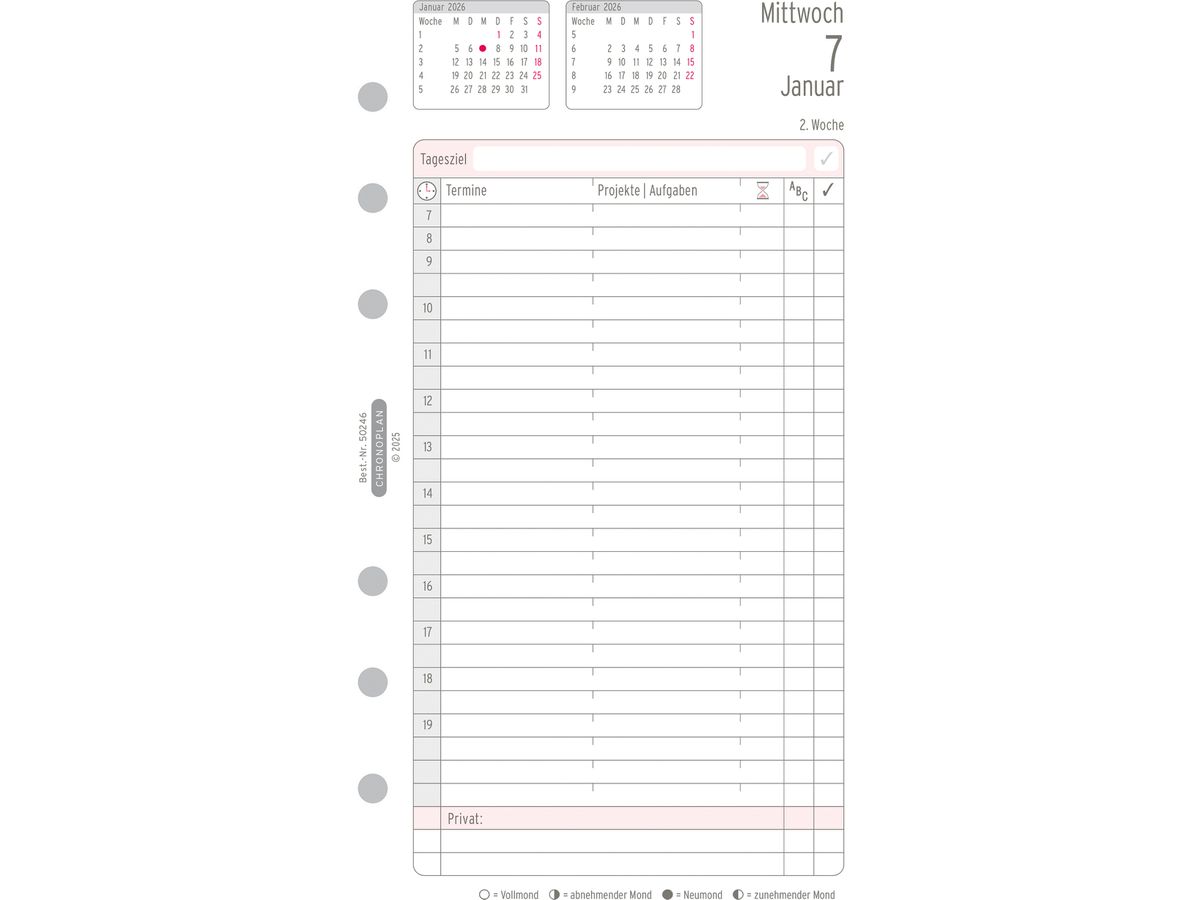 CHRONOPLAN Ersatz Tagesplan 2026 50246Z.26 1T/1S Midi (4004182088418)