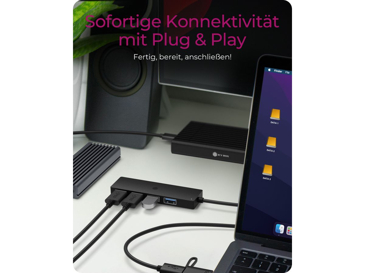 ICY BOX 4 Port USB-C/A to USB-A IB-HUB1424-C3 3.2Gen 1 Hub (4250078173946)