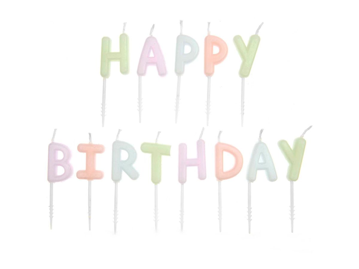 RICO DESIGN Kerzen Happy BIrthday 400590 pastell (4051271219284)