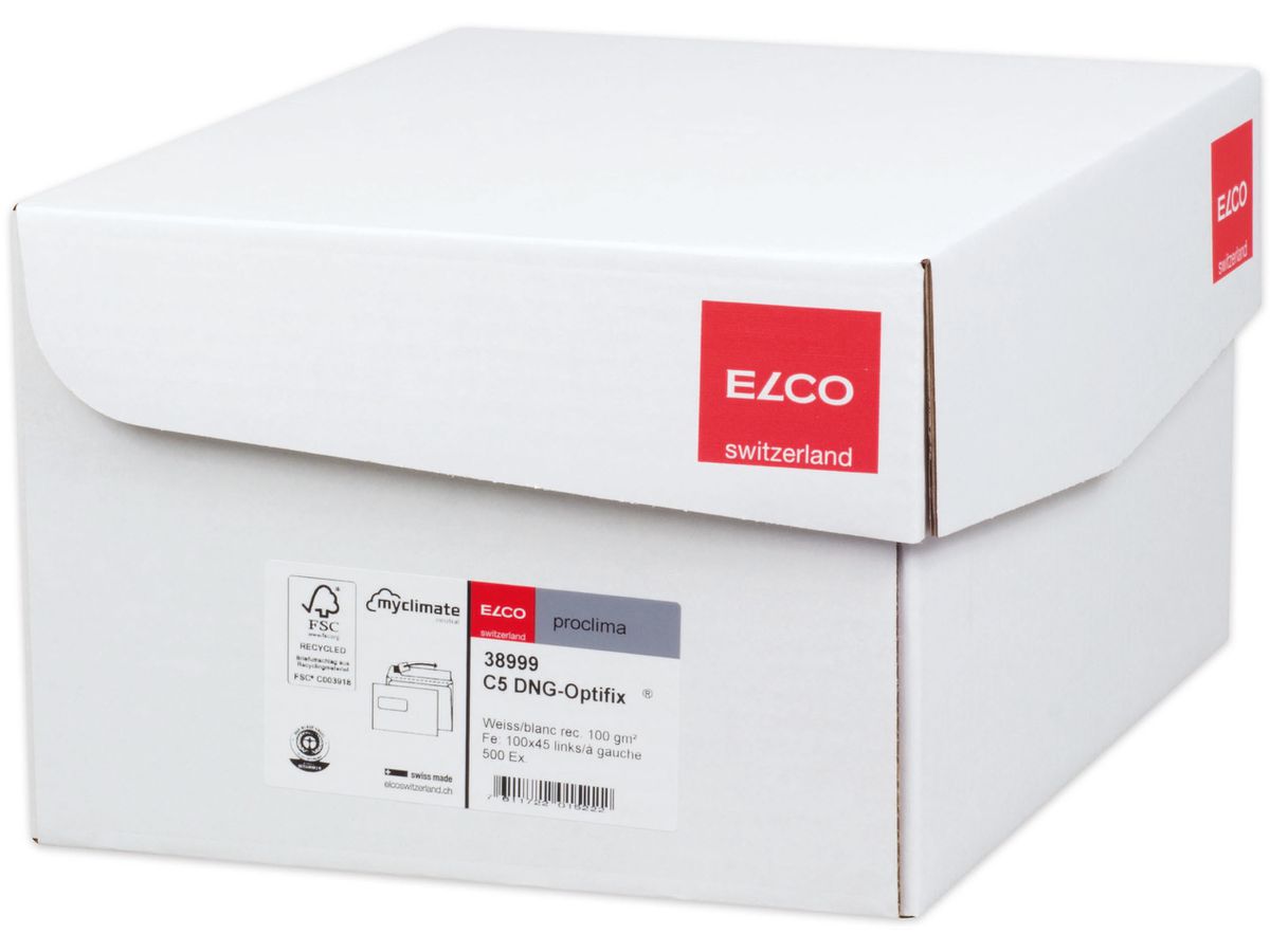 ELCO Enveloppe Proclima fen. ga C5 38999 100g, blanc, colle 500 pcs. (7611722015222)