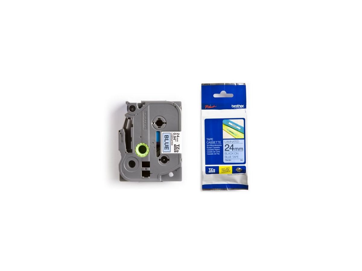 PTOUCH Band, laminiert schwarz/blau TZe-551 PT-2450DX 24 mm (4977766686532)
