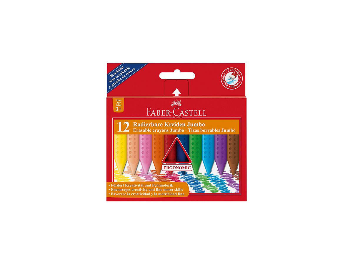 FABER-CASTELL Kreiden Grip Jumbo 122540 12 Farben Etui (4005401225409)