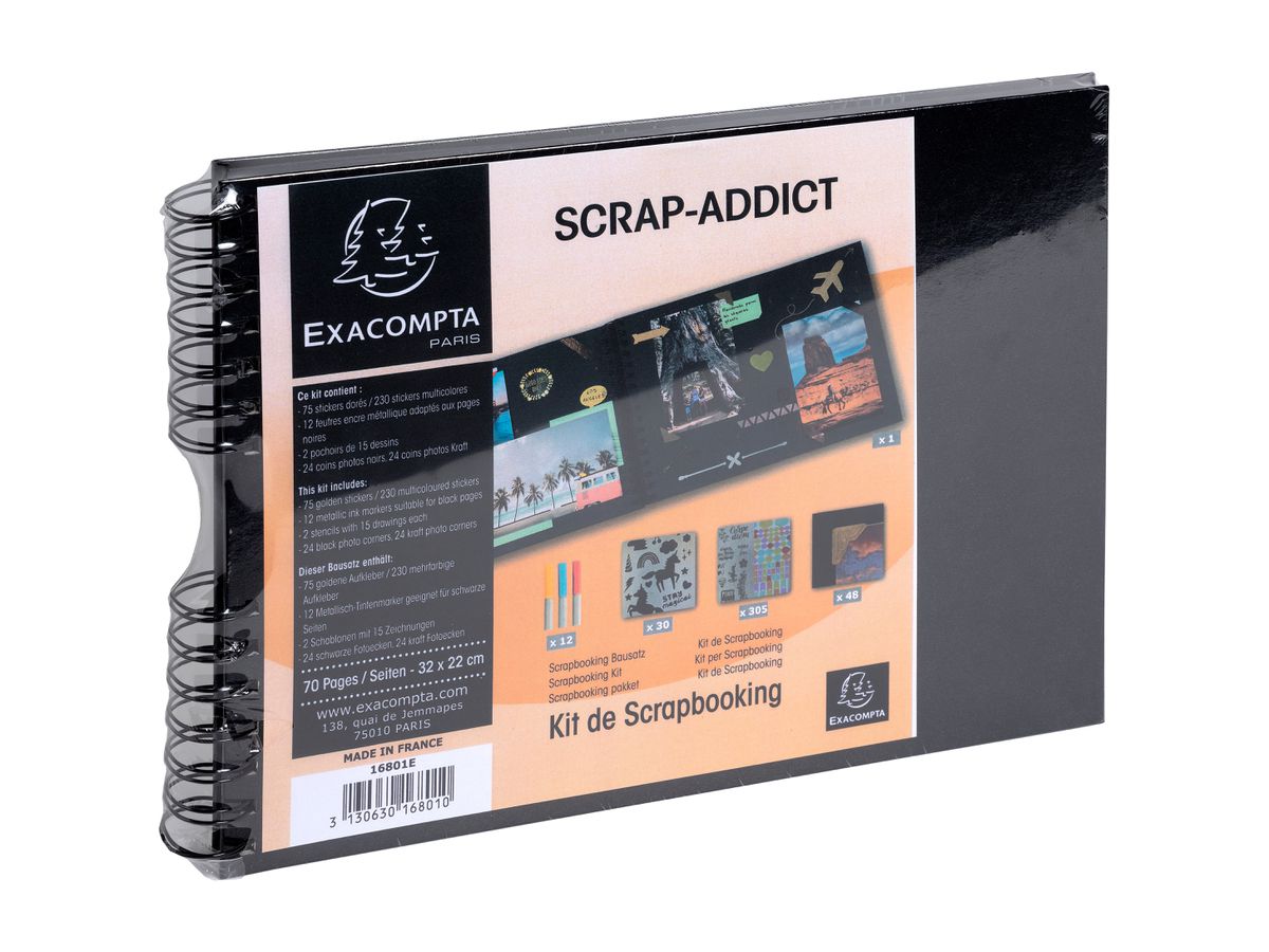 EXACOMPTA Kit Scrapbooking 32x22cm 16801E noir 70 pages (3130630168010)