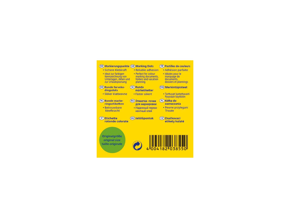 AVERY ZWECKFORM Markierungspunkte 19mm 3855 grün, Spender 250 Stück (4004182038550)