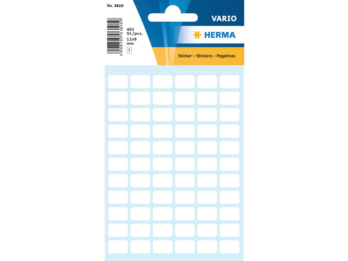HERMA Etiketten 8×12mm 3610 weiss 462 Stück (4008705036108)