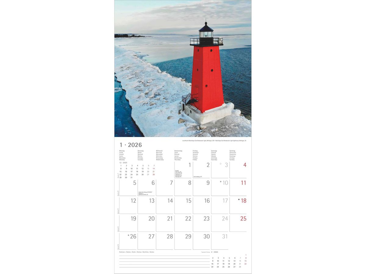 ALPHA EDITION Calendrier 2026 160309 Phares ML 30x30cm (4069095003095)