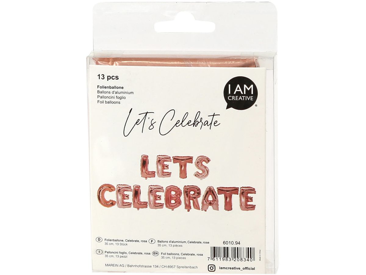 I AM CREATIVE Ballon alu. Celebrate,35cm 6010.94 rose (7611983208340)