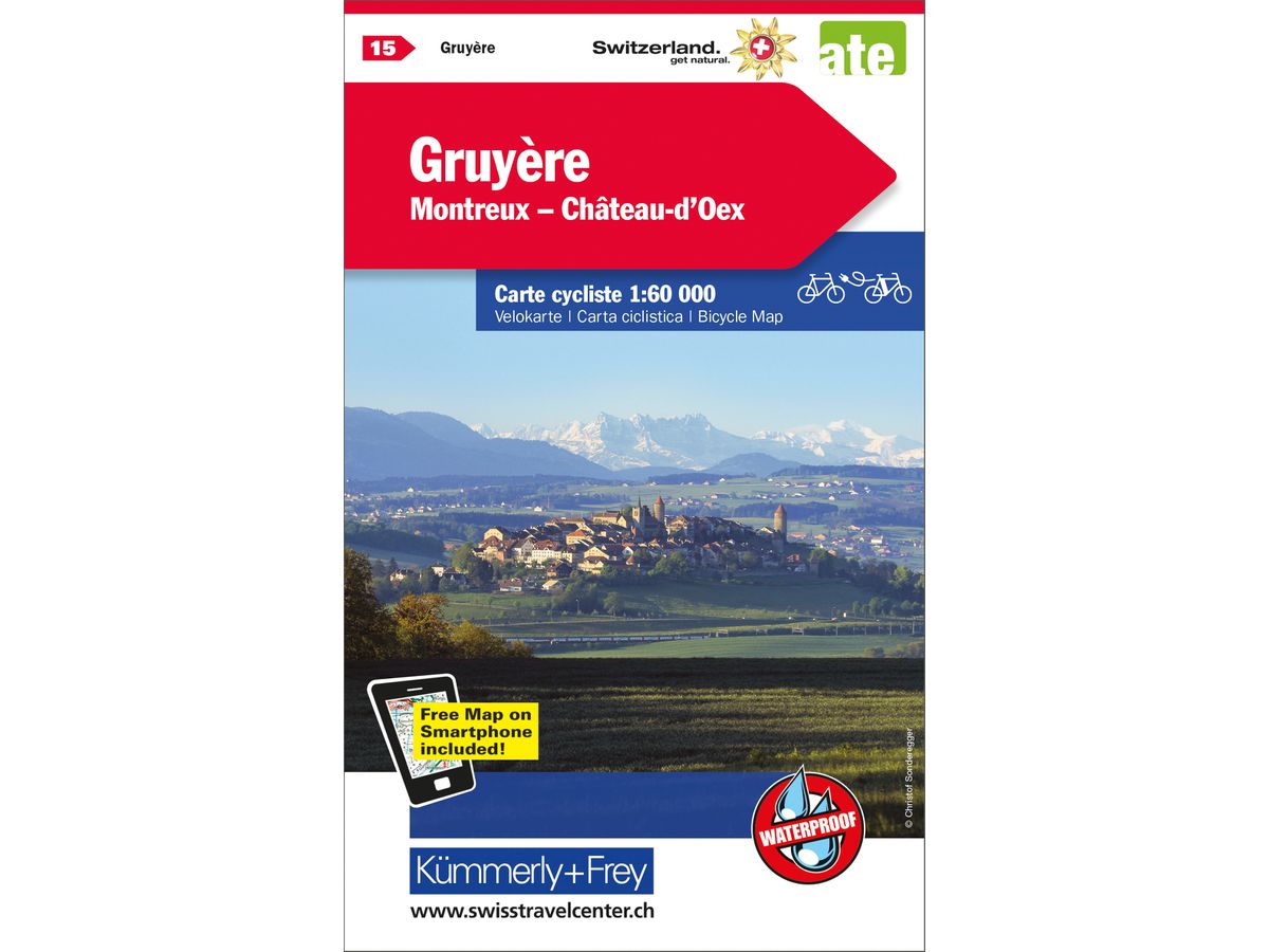 KÜMMERLY+FREY Velokarte 1:60'000 325902415 Gruyere-Montreux-Château dOex (9783259024157)