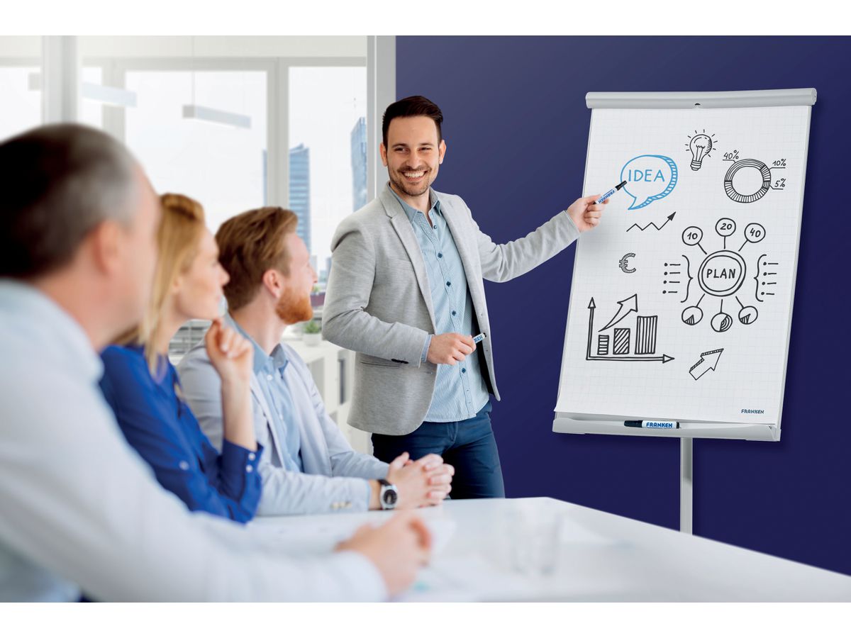 FRANKEN Flipchart X-tra!Line 68x105cm EL-FC31 hellgrau mobil (4016946199414)