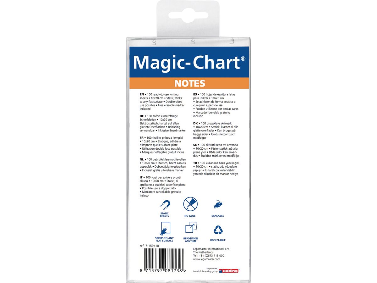 LEGAMASTER Magic-Chart Notes 7-159410 blau 10x20cm 100 St. (8713797081238)