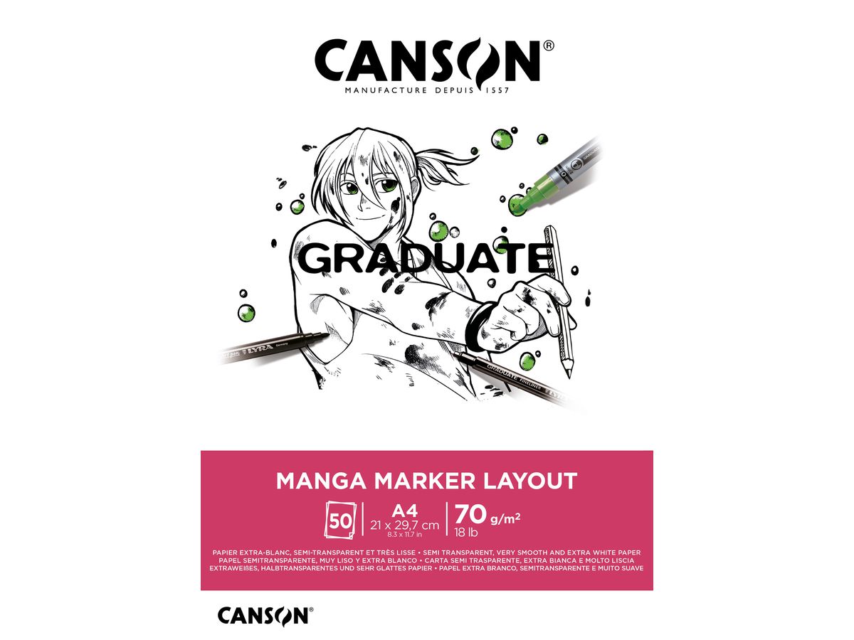 CANSON Graduate Manga Marker A4 31250P024 50 flles, blance, 70g (3148950060662)