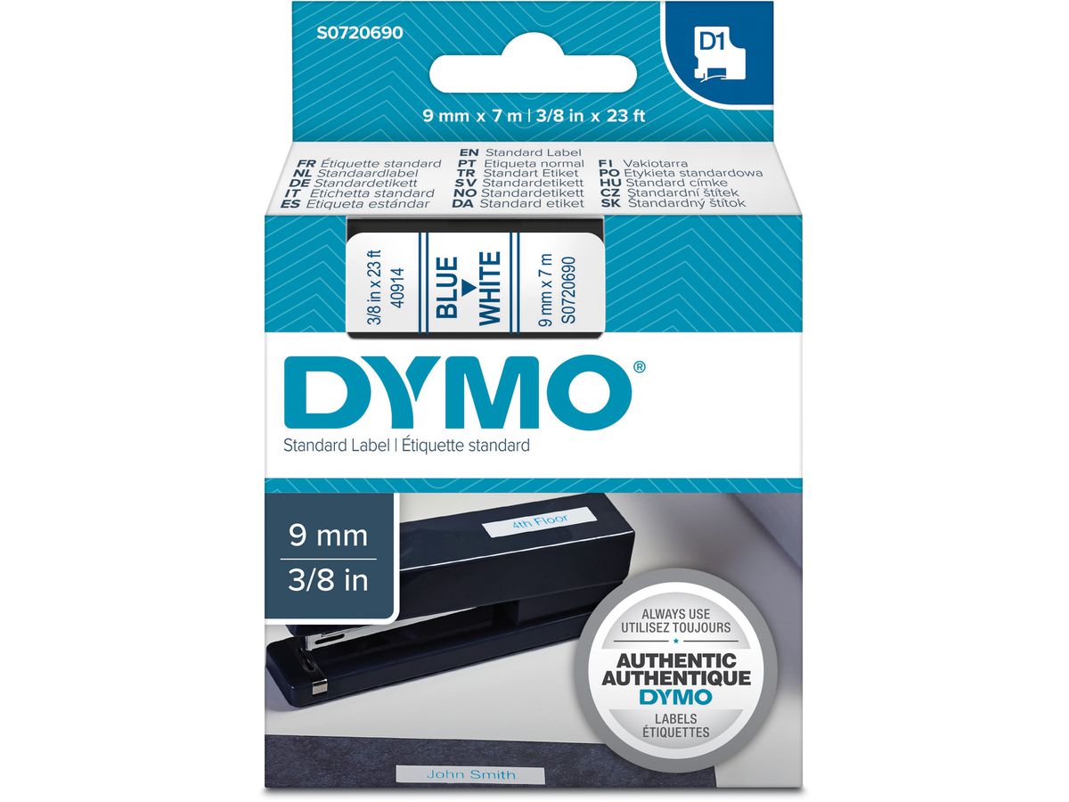 DYMO Schriftband D1 S0720690 blau/weis 9mm/7m (5411313409148)