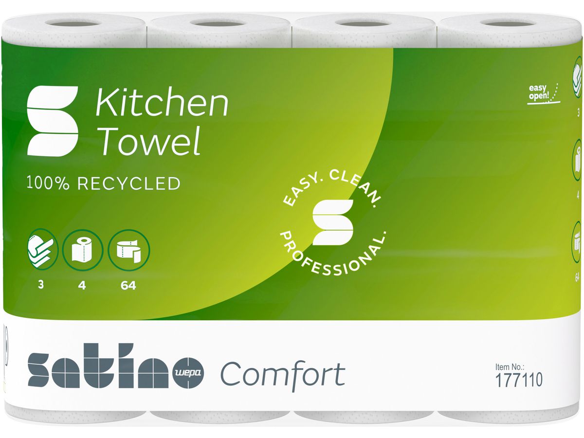 SATINO Haushaltsrollen Satino Comfort 177110 3-lagig, 4 Rollen 51 Blatt (4000735356317)