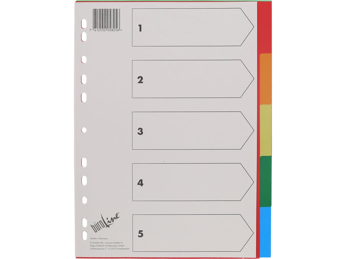 BÜROLINE Register PP A4 40980 multicolor 5-teilig (7612532058256)