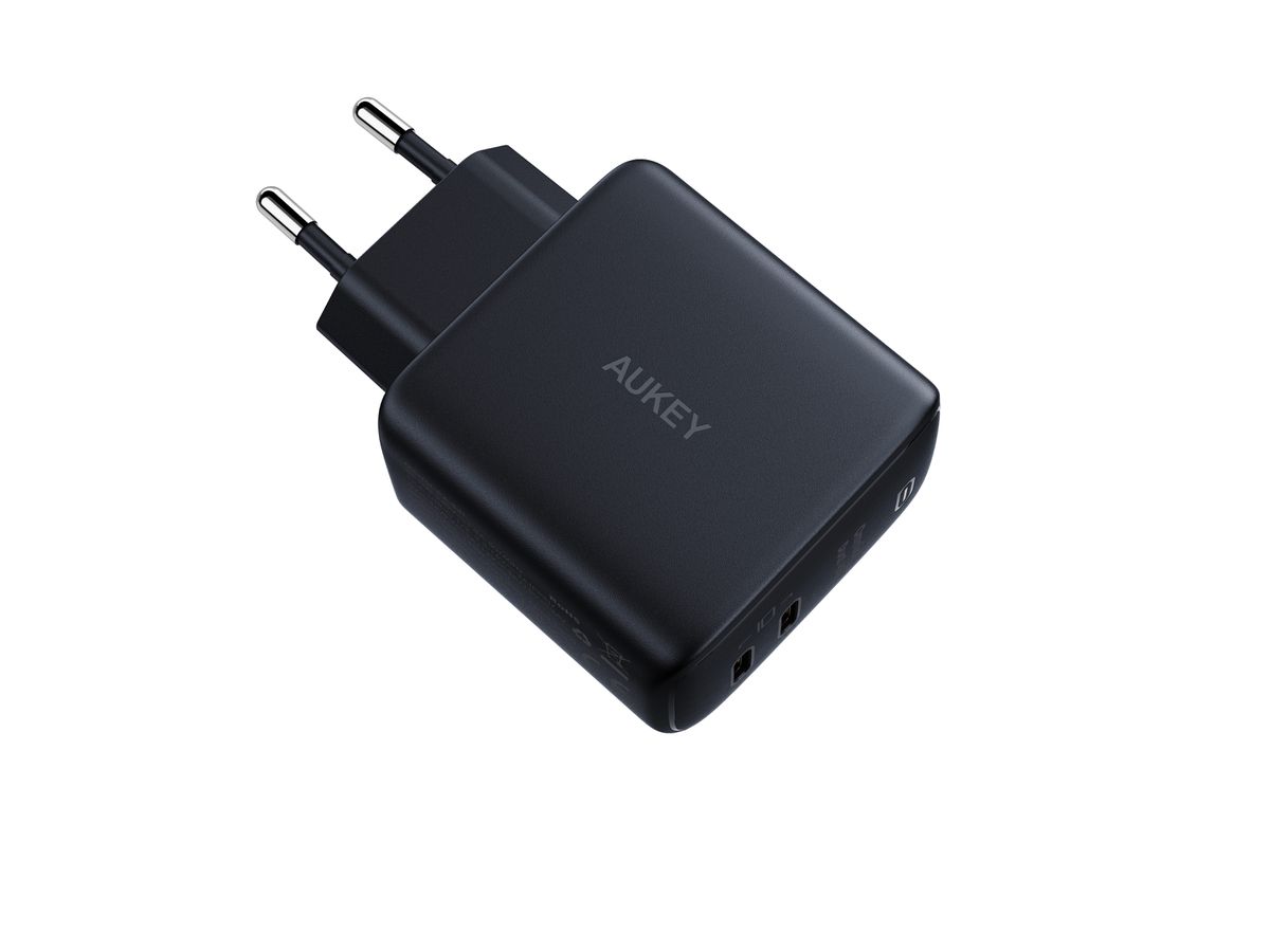 AUKEY Omnia II Dual 45W GaN PD PA-B4T BK 2-Port USB-C Wall Charger B. (0689323787500)