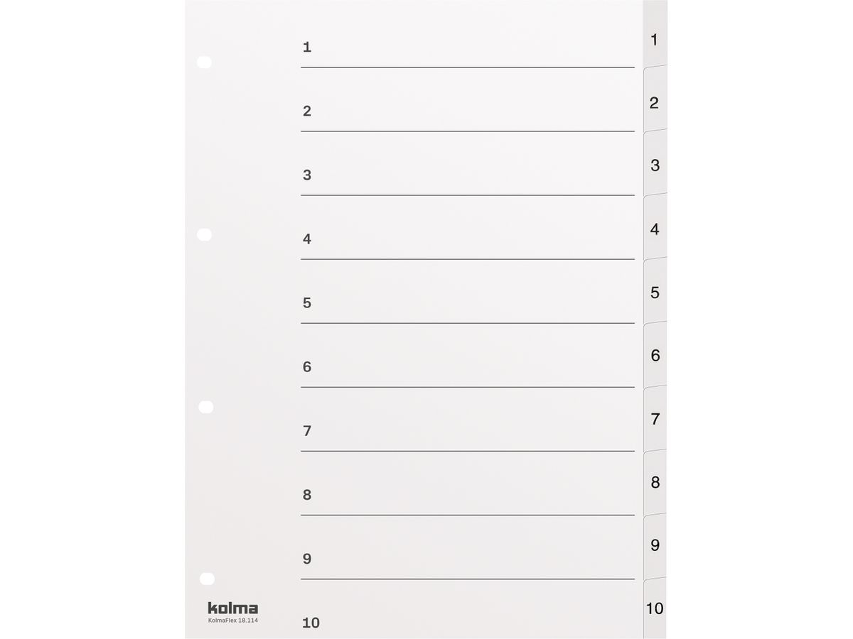 KOLMA Répertoires KolmaFlex A4 18.114.16 blanc 1-10 (7611967180518)