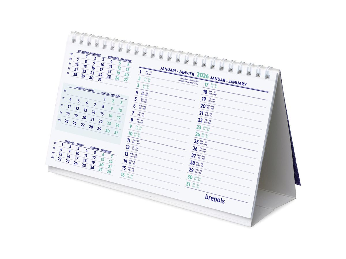 BREPOLS Tischkalender quer 2026 1.851.9900 1M/1S 21x12.5cm (5412303128025)