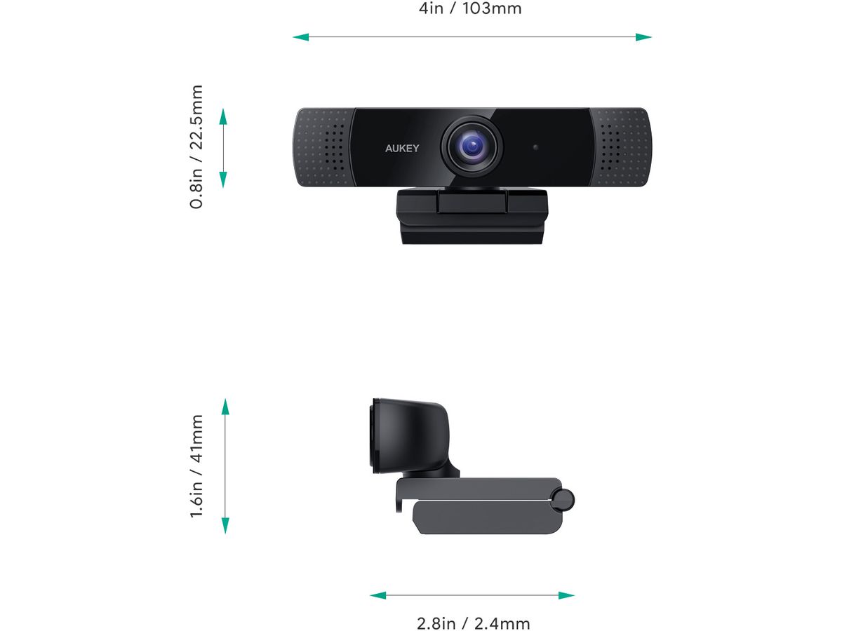 AUKEY Stream Webcam 1080P Dual Mic PC-LM1E black, USB 2.0 (0631390543268)