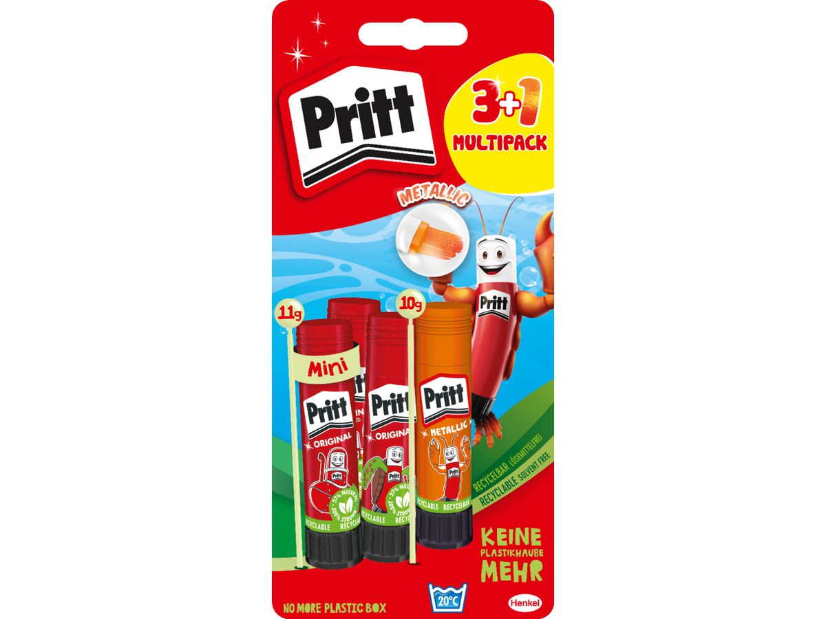 PRITT Klebstifte BTS 11/10g PBS4B 3x11 g + 1x10 g 3+ 1 Stück (4057278005363)