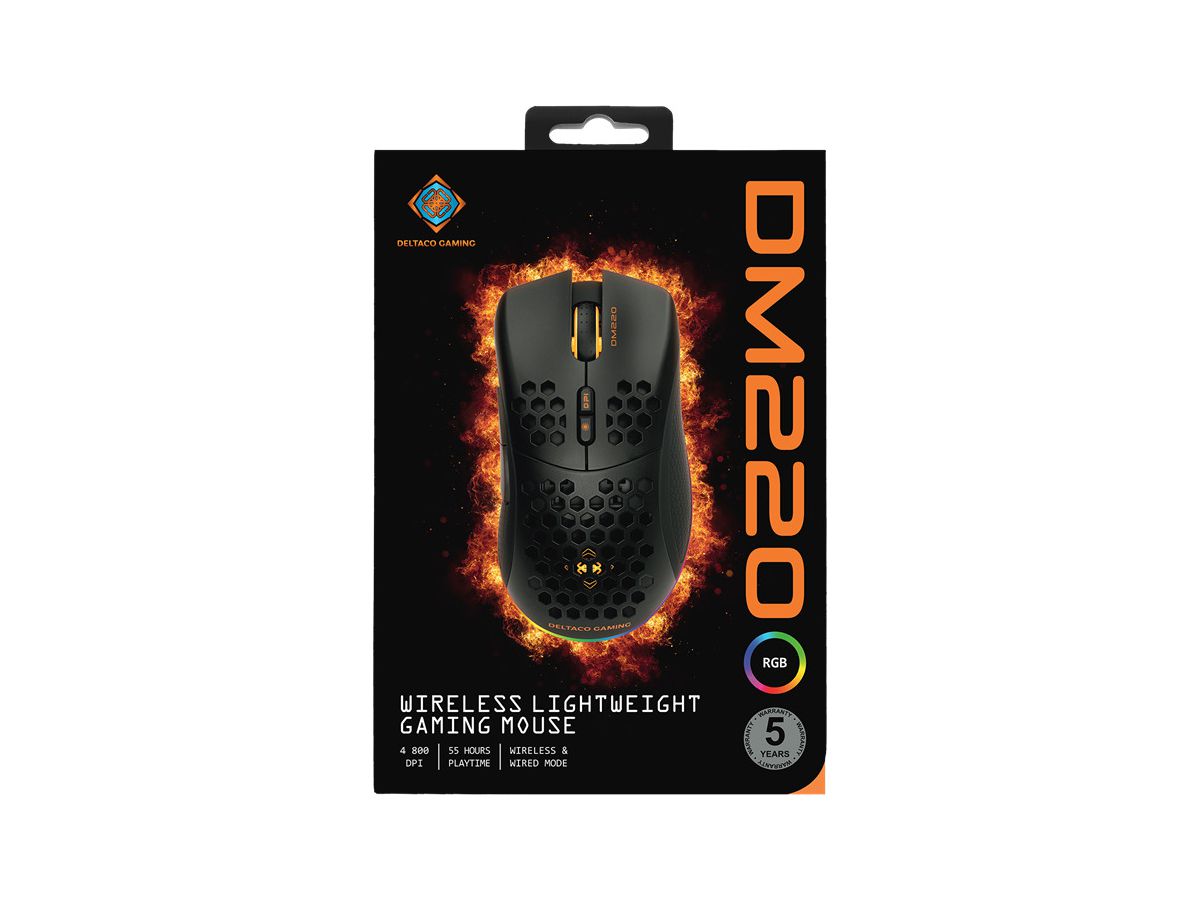 DELTACO Lightweight Gaming Mouse,RGB GAM-120 Wireless, Black, DM220 (7333048050601)