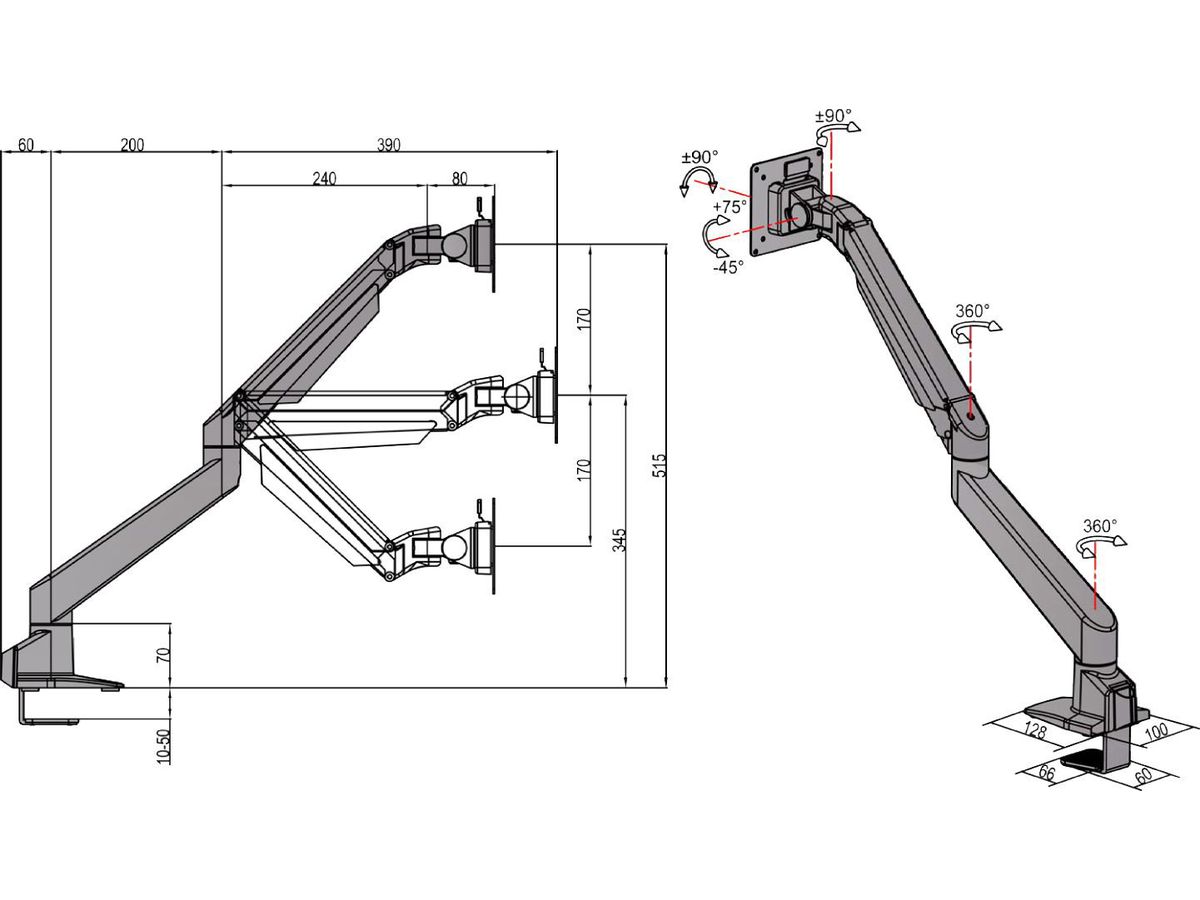 NEUTRAL Monitor Arm A+K Solo 216 bianco (4025999822132)