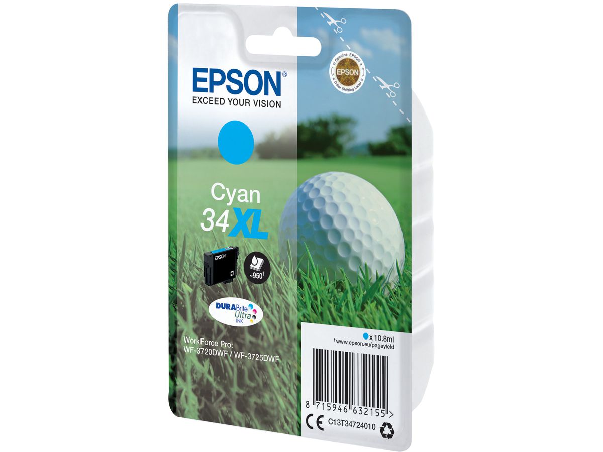 EPSON Cart. d'encre XL cyan T347240 WF-3720/3725DWF 950 pages (8715946632155)