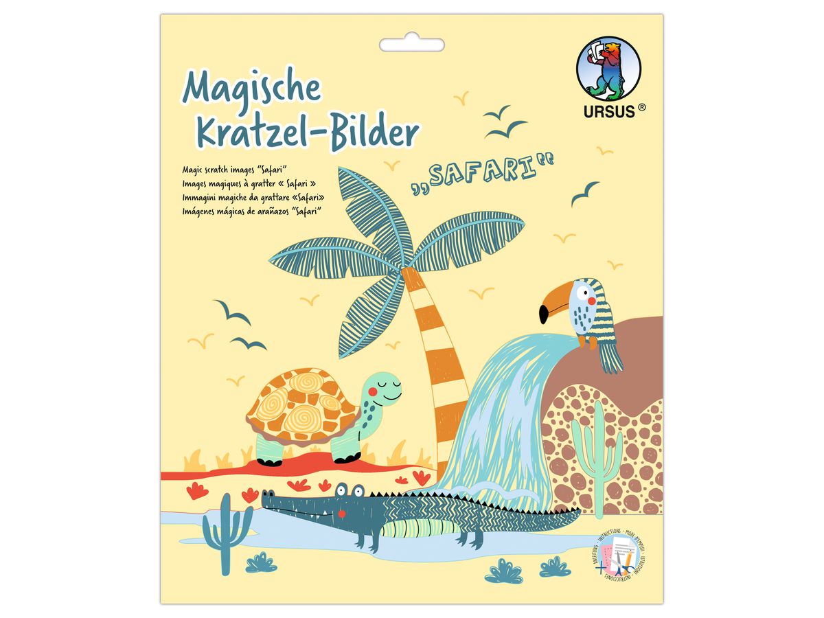 URSUS Images magiques à gratter 24560002F Safari, 21x21cm (4008525256915)