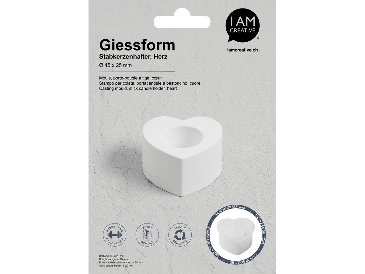 I AM CREATIVE Silikon Giessform 1704.25 Kerzenhalter Herz (7611983250547)