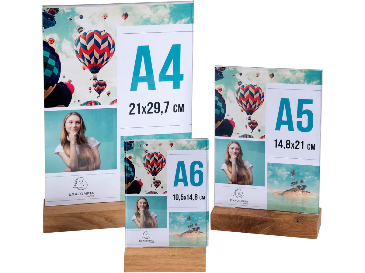 EXACOMPTA Tischaufsteller A4 84258D transparent, holzs. hoch (9002493109384)