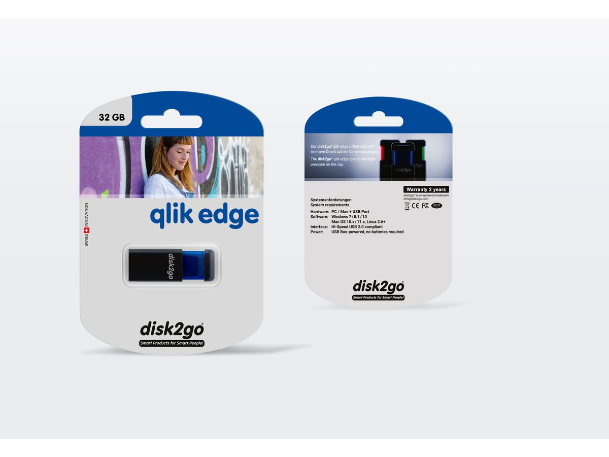 DISK2GO USB-Stick qlik edge 32GB 30006722 USB 2.0 (7640111167334)