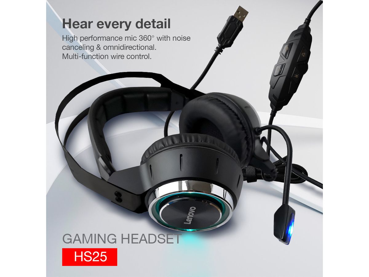 LENOVO Gaming Headphones HS25 HS25-BK (6970648212872)