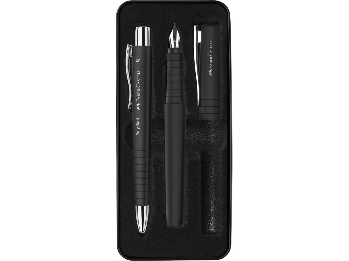 FABER-CASTELL Set Poly Ball bille+plume 24105.0 noir (4005402410507)