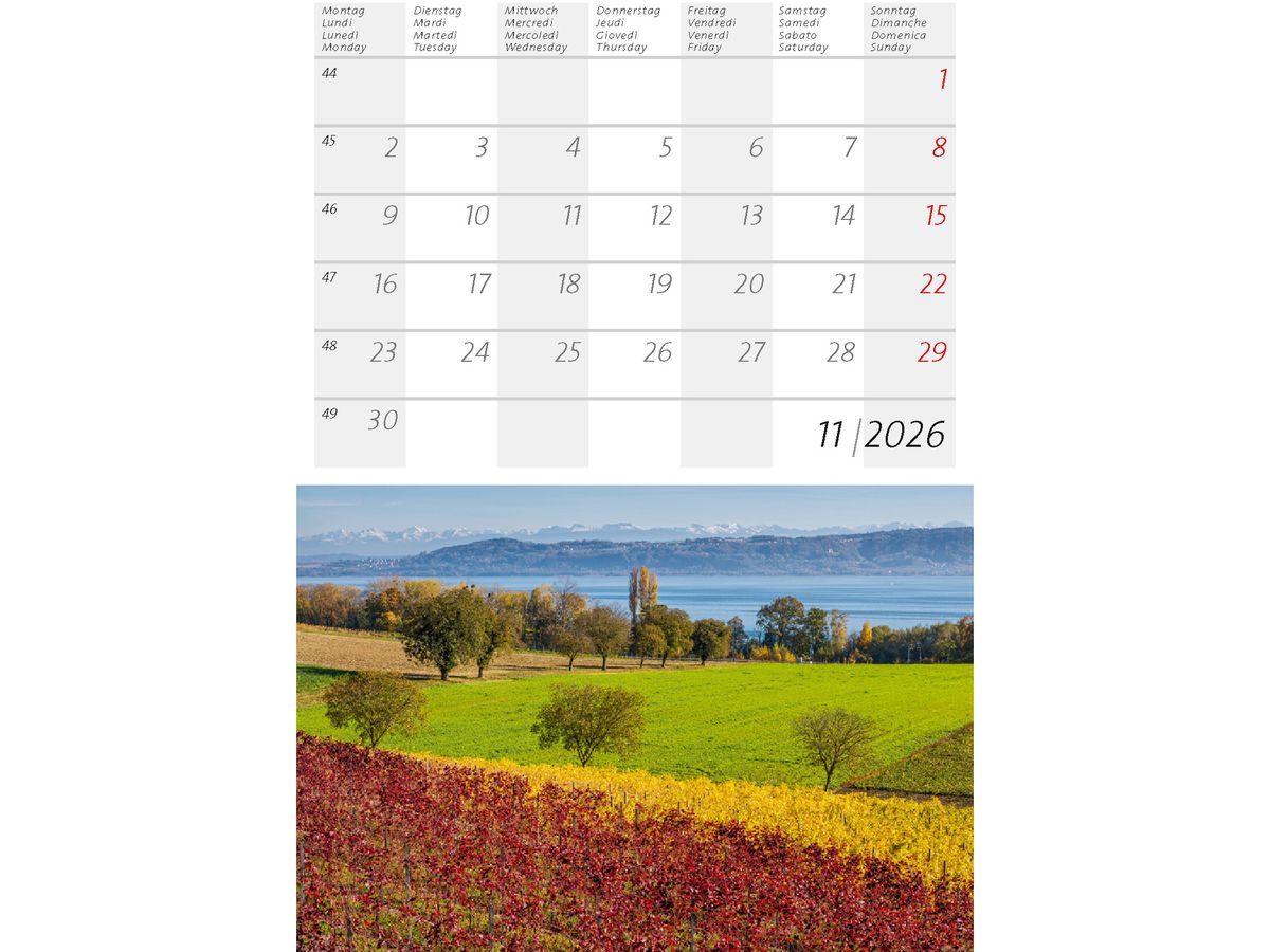 CALENDARIA Calendrier 2026 9783036205366 Schweiz klein ML 14.8x22cm (9783036205366)