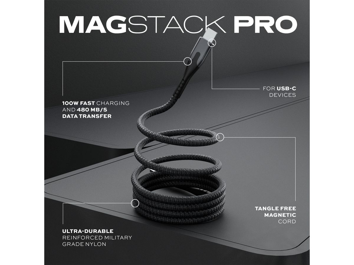 STATIK MagStack Pro,Magnetic Cable PUP-0550-1FT-CC USB-C to C, 0.5m 100W Black (0810024058693)