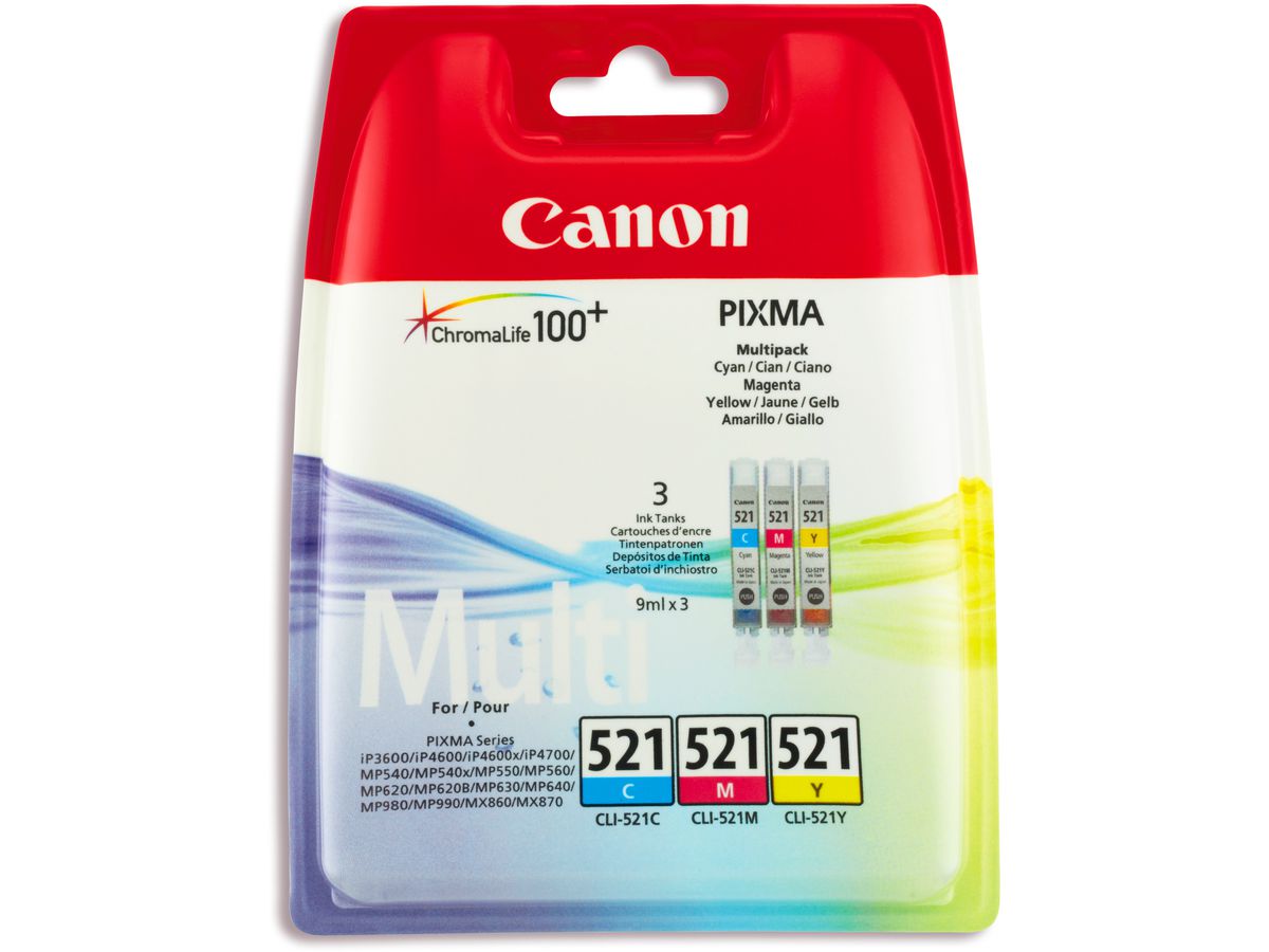 CANON Multipack Tinte CMY CLI-521Pack PIXMA MP 980 3x9ml (8714574525808)