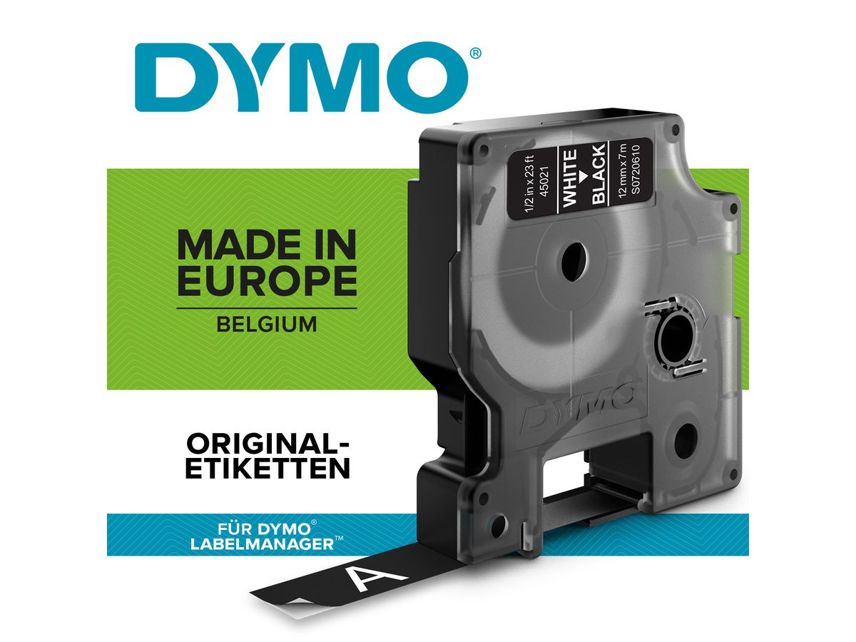 DYMO Schriftband D1 weiss/schwarz S0720610 12mm/7m (5411313450218)