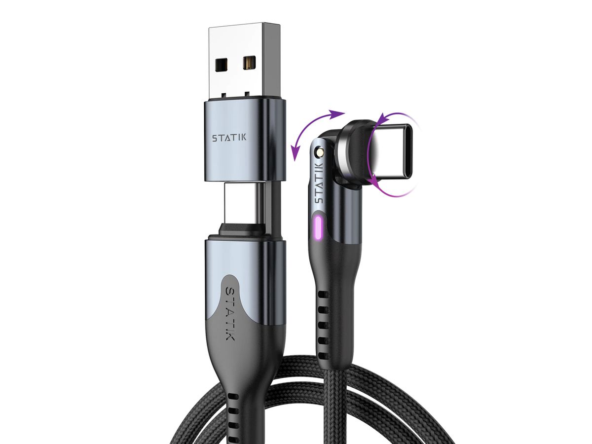 STATIK PowerPivot Pro Nylon Braided PUP-0455-10FT-CC USB-C to C, 3m 100W Black (0810024055586)