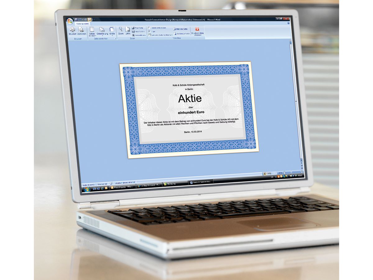 SIGEL Designpapier Urkunde A4 DP490 blau, 185g 20 Blatt (4004360980114)