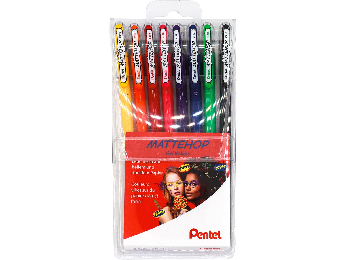 PENTEL Gel-Tintenroller Mattehop K110V-8 Mattehop 8er Etui (7610924160495)