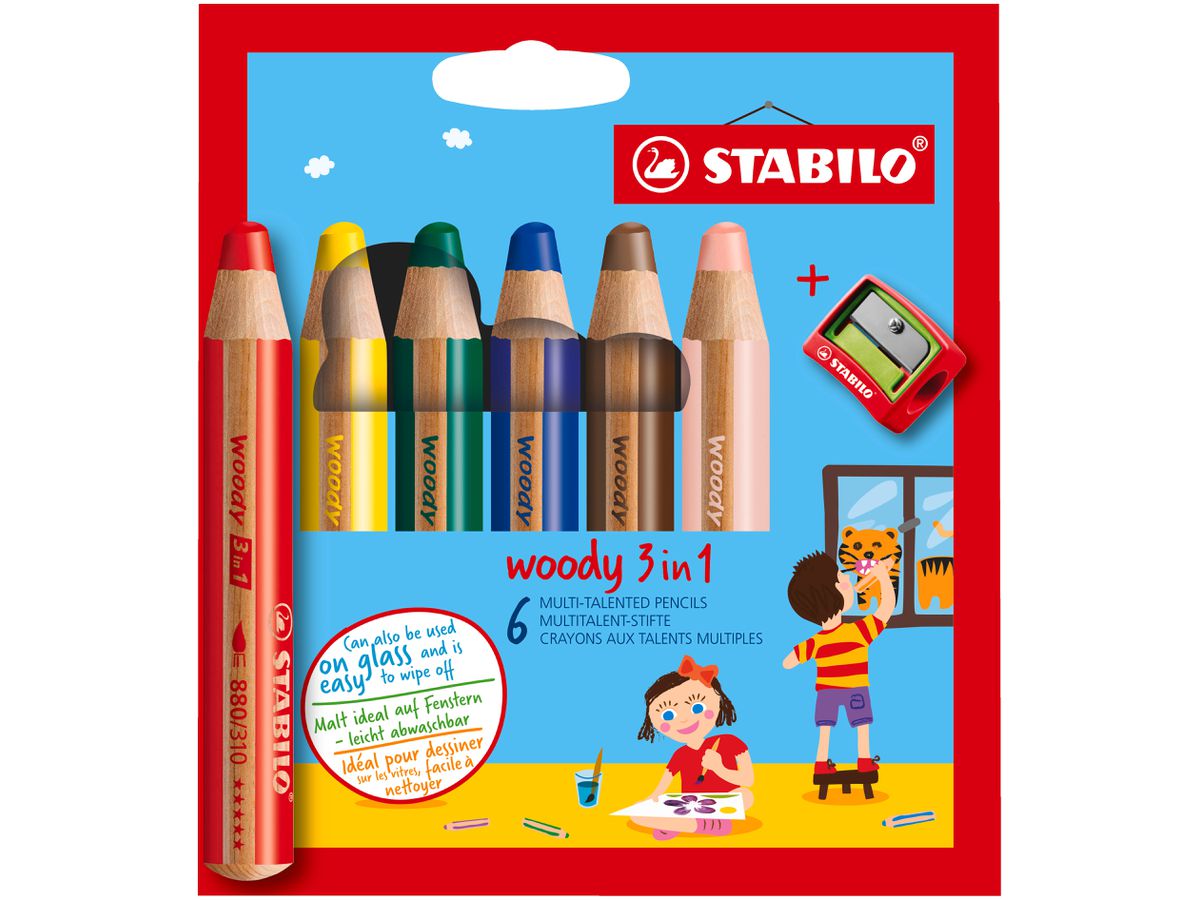 STABILO Farbstifte Woody 3 in 1 8806-2 6 Farben Etui (4006381346900)