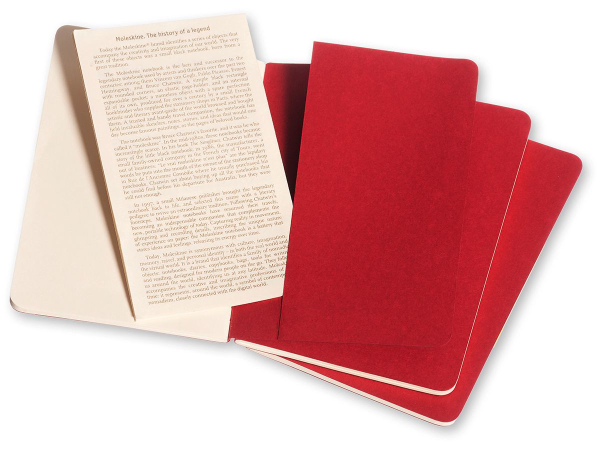 MOLESKINE Notizheft Cahier A6 097-0 blanko, rot 3 Stück (9788862930970)