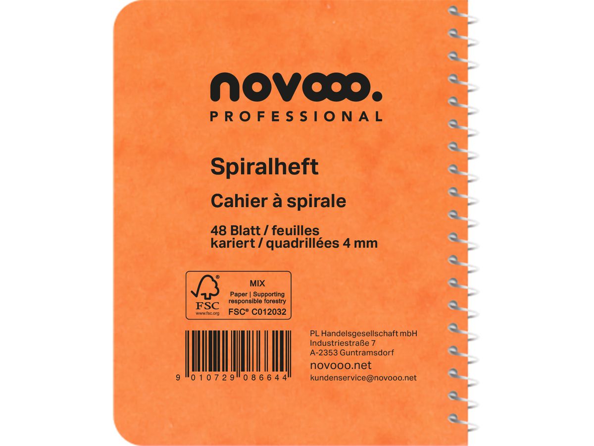 NOVOOO Carnet spirale ass. 7.6×10.1cm 729775 quadrillé, 4mm, 70g 48 flls. (9010729086644)