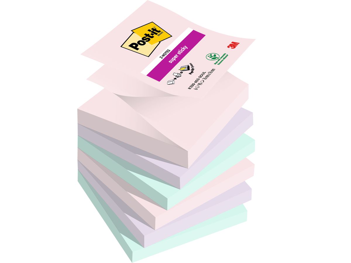POST-IT Super Sticky Z-Notes 76x76mm R330-6SS-Soul Soul 3 colori 6 x 90 fogli (4054596926059)