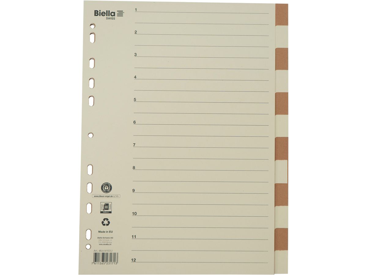 BIELLA Répertoires carton A4 46444100U brun/beige 12 pcs. (7611365231713)
