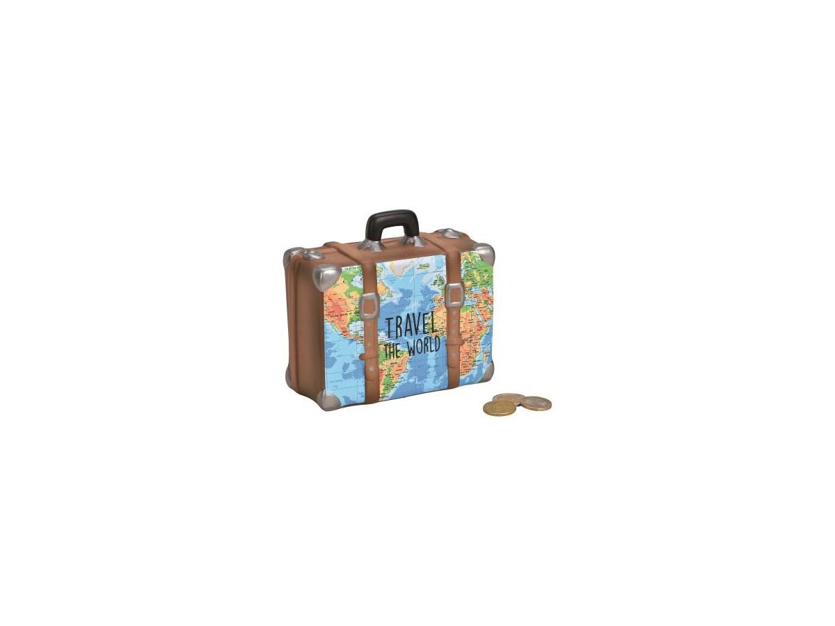 ROOST Sparkasse Koffer 14x13x6cm 10025067 Landkarte, blau, braun (4007698027971)