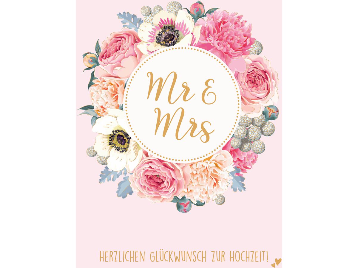 ABC Carte de mariage A4 53971 Couronne fleurs Mr&Mrs (7611119212647)
