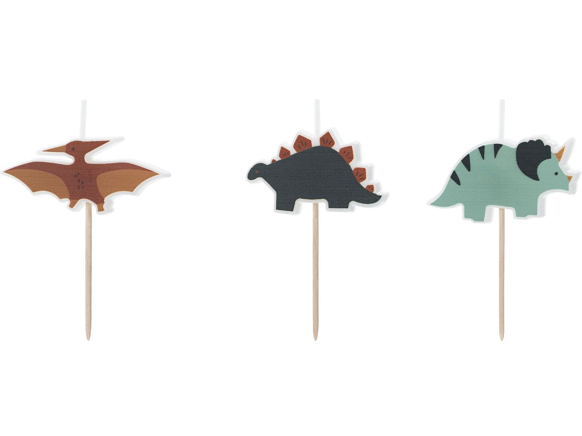 PARTYDECO Geburtstagskerzen SCS-20 Dinoaurier 3 Stück (5904555030855)